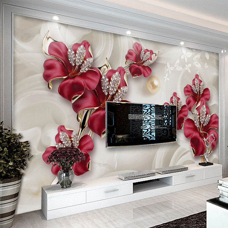 Custom Mural Wallpaper 3D Stereo Relief Flowers Jewelry Photo Wall Pai