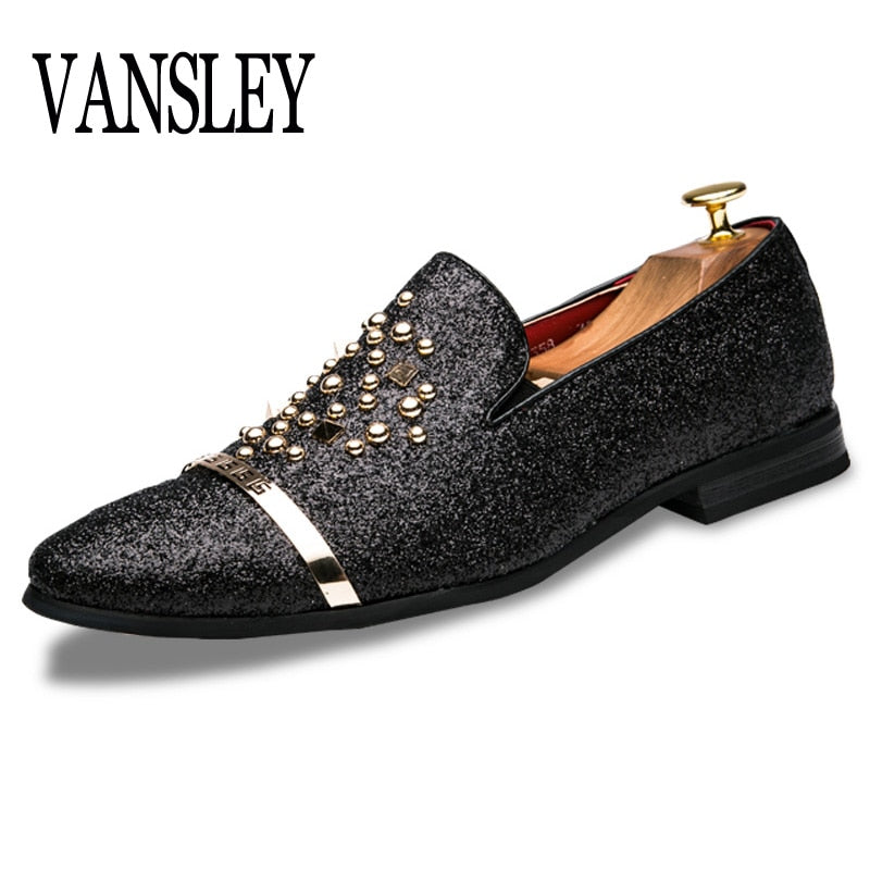 black rivet dress shoes