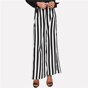 white and black striped palazzo pants