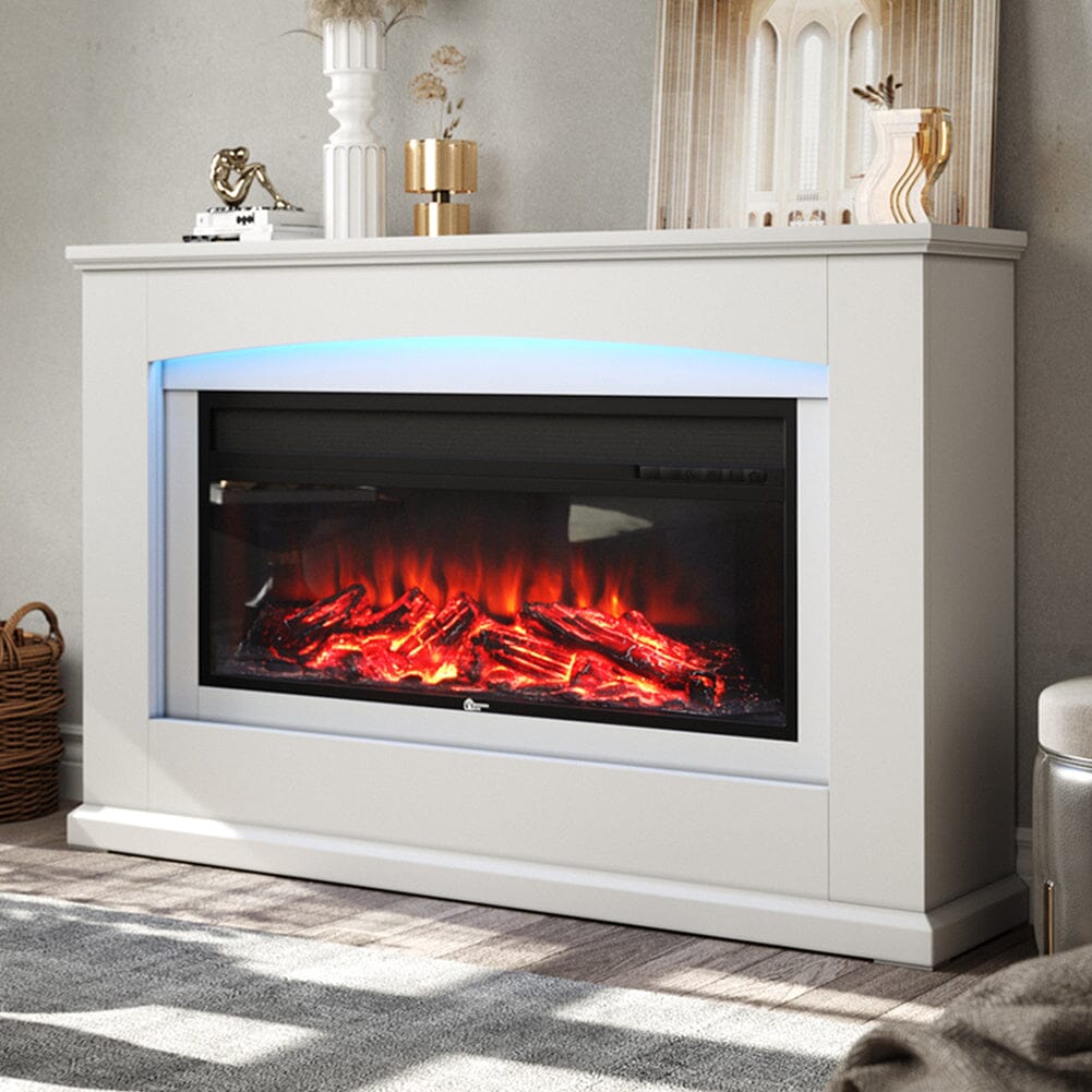 120cm W 34 Inch Electric Fireplace Suite 1800W with Ambient Light 7 LED Colours