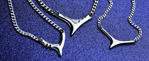 shark silver necklaces from the blade collection by Annika Burman