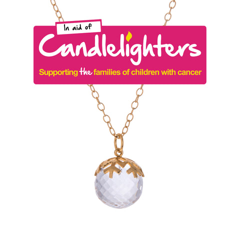 Gold Snowball Pendant, Candlelighters childrens cancer chairty