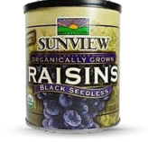  Sunview Organic Green Raisins - 3 15 Oz. Canisters