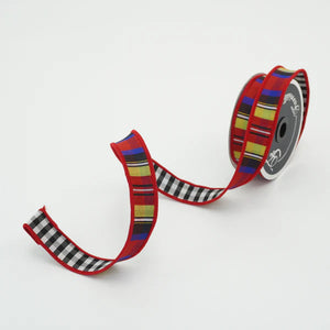 1" Christmas DESIGNER Ribbon | Nutcracker Plaid - Designer DIY - Christmas Fabric Ribbon