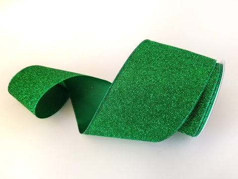 Emerald green 1.5 inch Farrisilk Christmas ribbon - 10 yards, wired