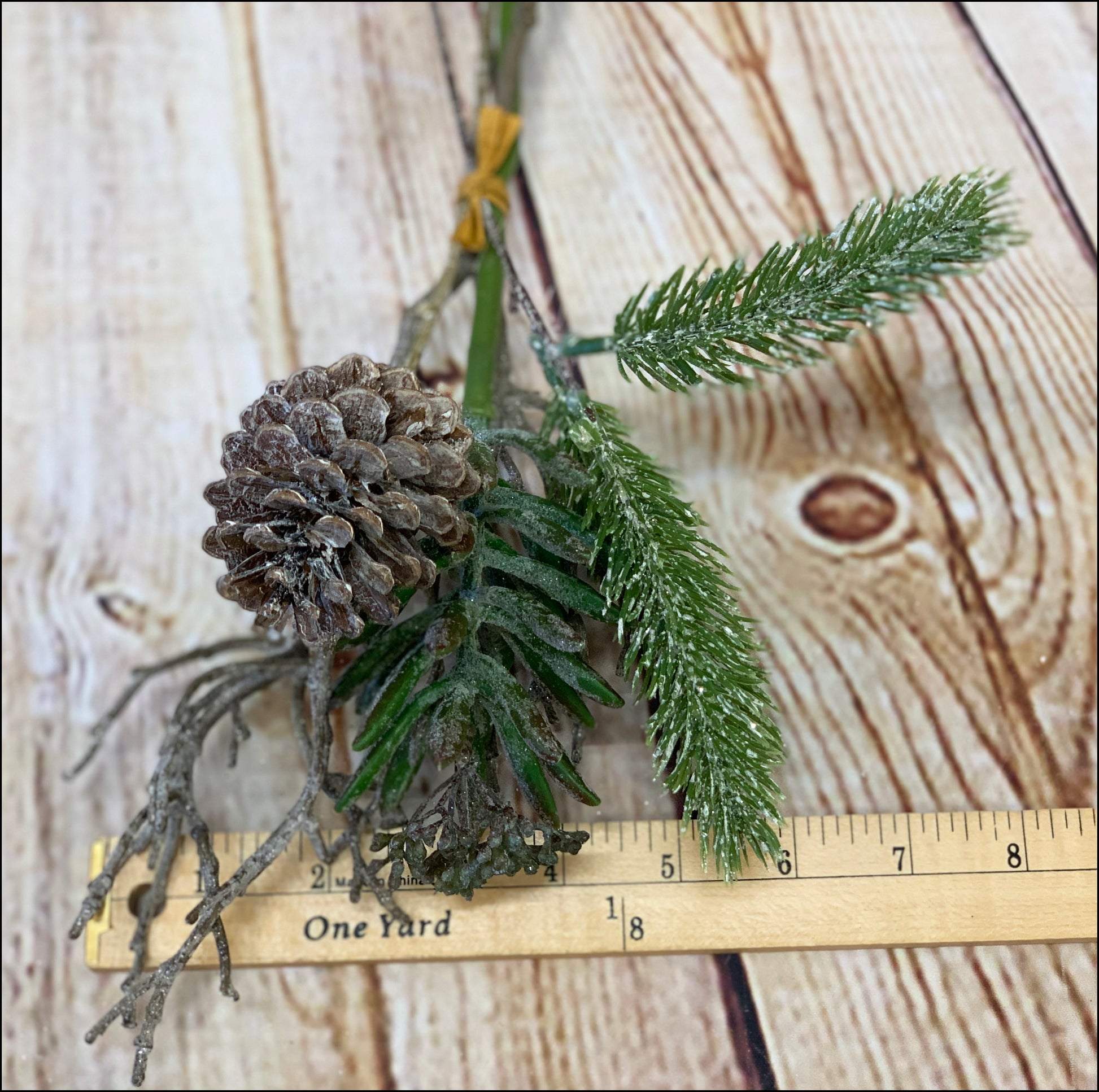 Frosted Succulent & Pine Cone Stem - Designer DIY