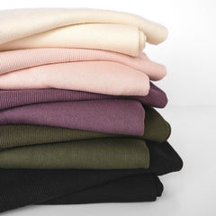 Stack of our Bamboo & Cotton Sweatshirt Fleece & matching ribbing