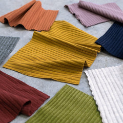 Swatches of our Medium Weight Bamboo Rib Knit