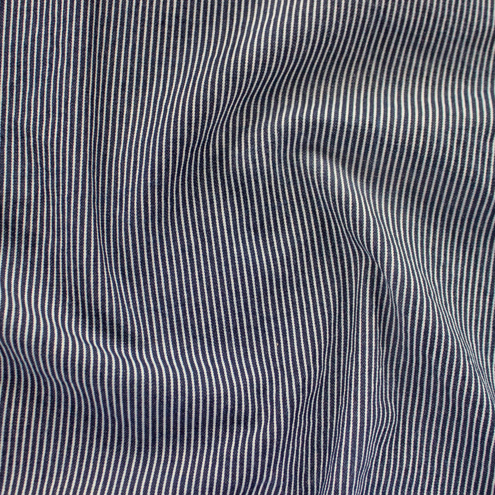 10oz Railroad Striped Denim - Dark Indigo/White | Blackbird Fabrics