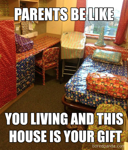 parent christmas wrapping room as present meme