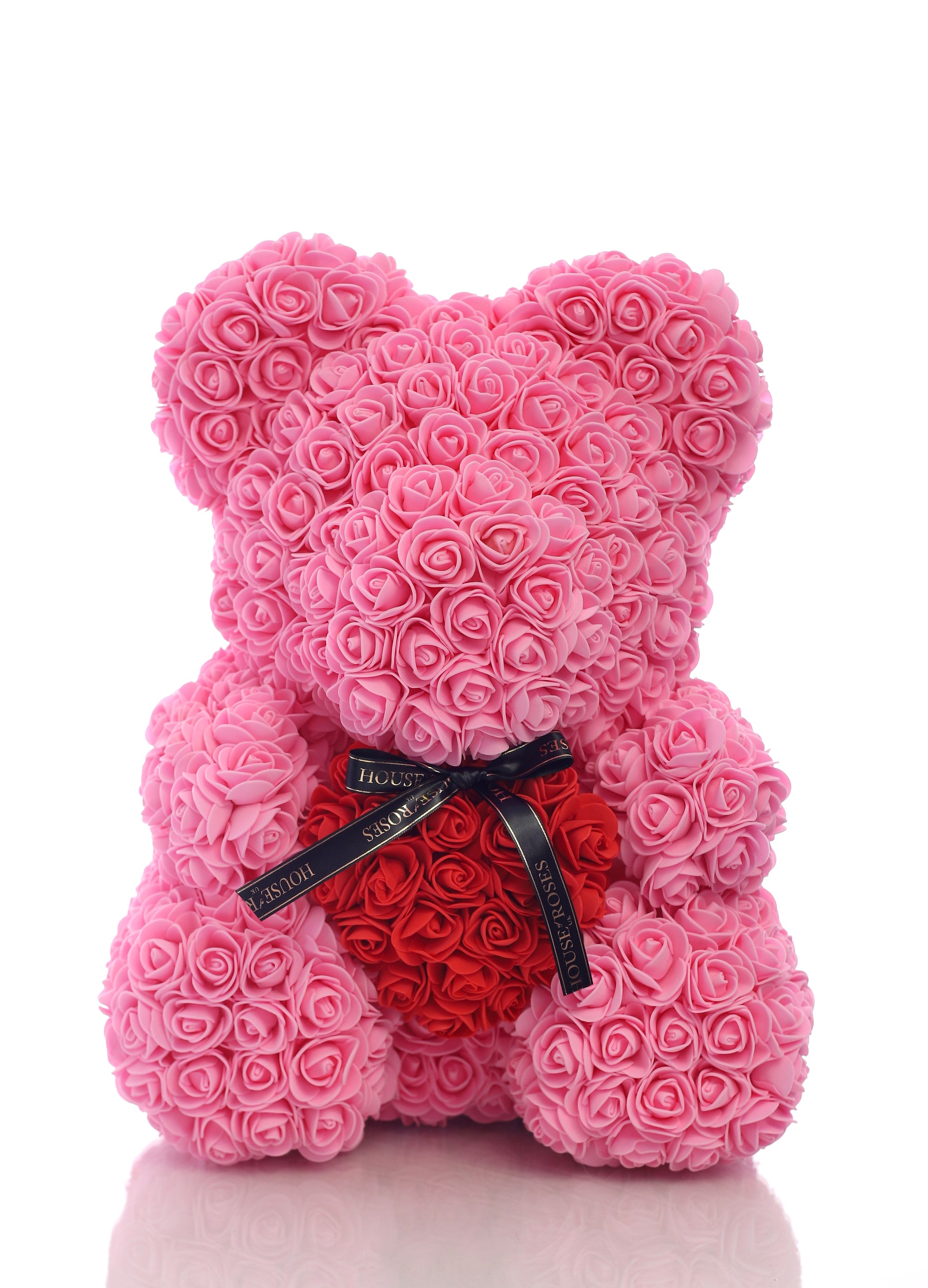 pink rose bear with heart