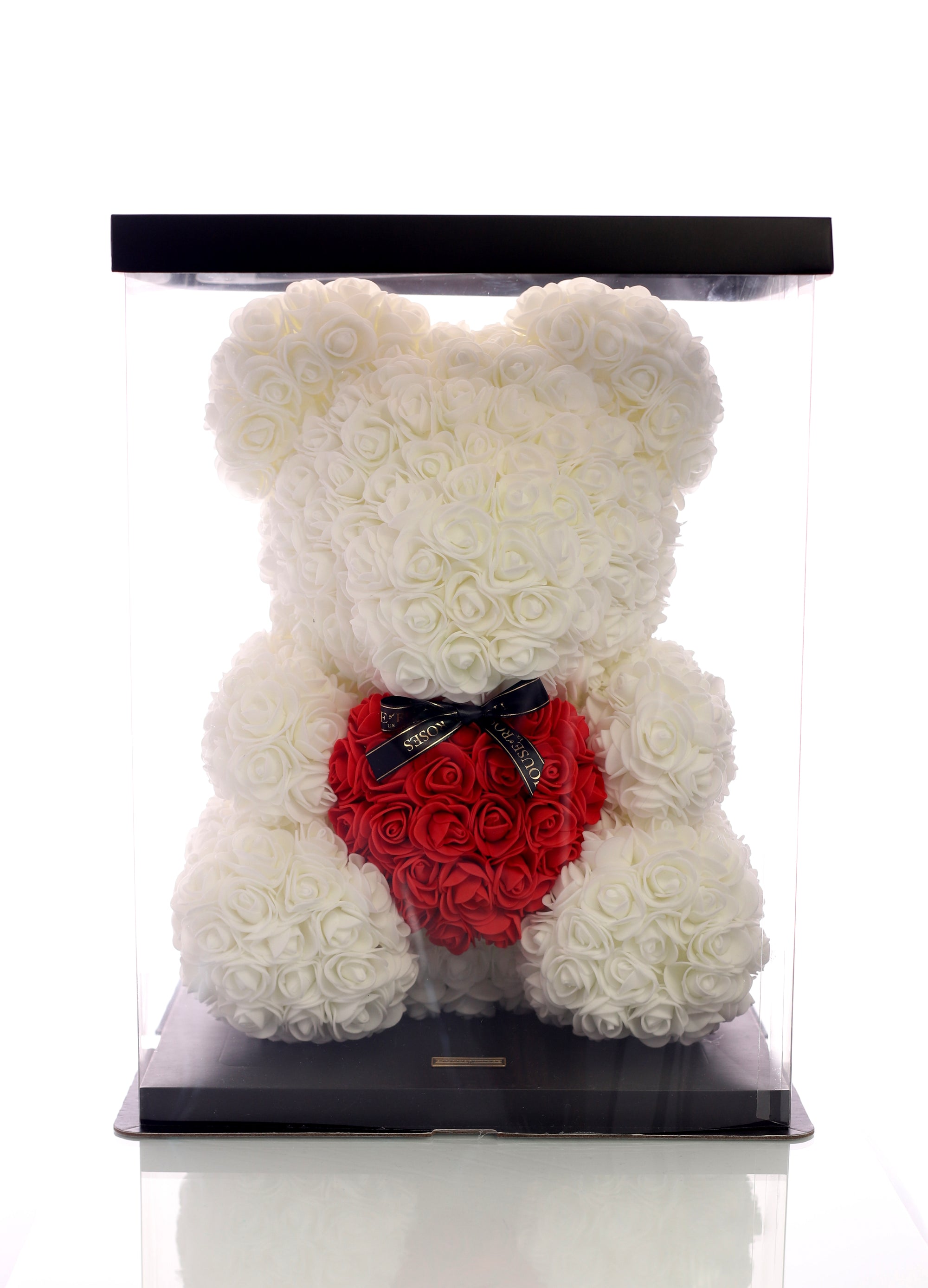 white rose bear with red heart