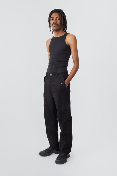 Deadwood: Black Convoy Leather Cargo Pants