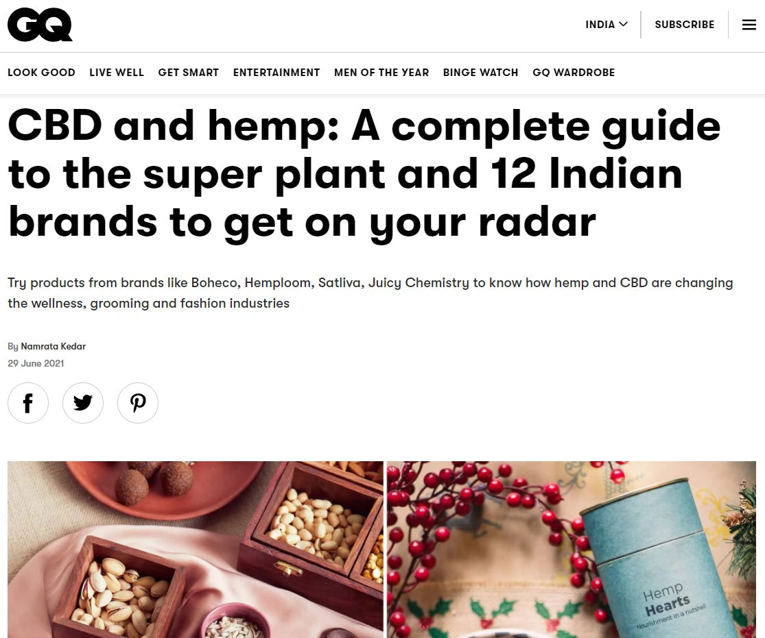 CBD and hemp: A complete guide to the super plant and 12 Indian brands to get on your radar, GQ India, 29th June 2021