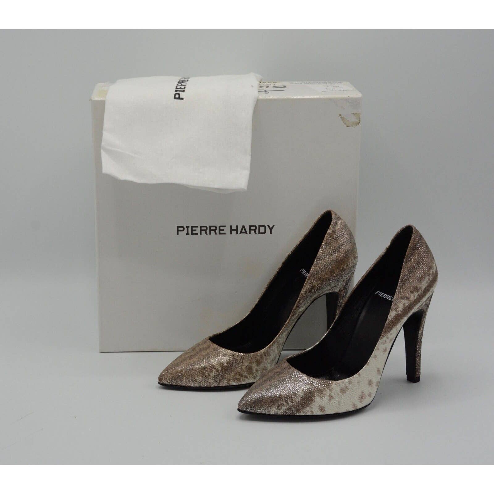 Pierre Hardy Leather Glitter Snakeskin Embossed Shoes Sz 6 US