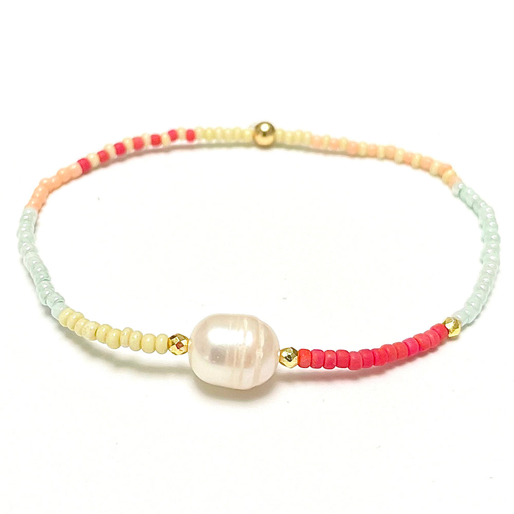 Miyuki Perlen Armband Set, pastell/koralle aqua