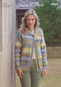 James Brett Chunky Knitting Pattern Ladies Cardigan Jb554