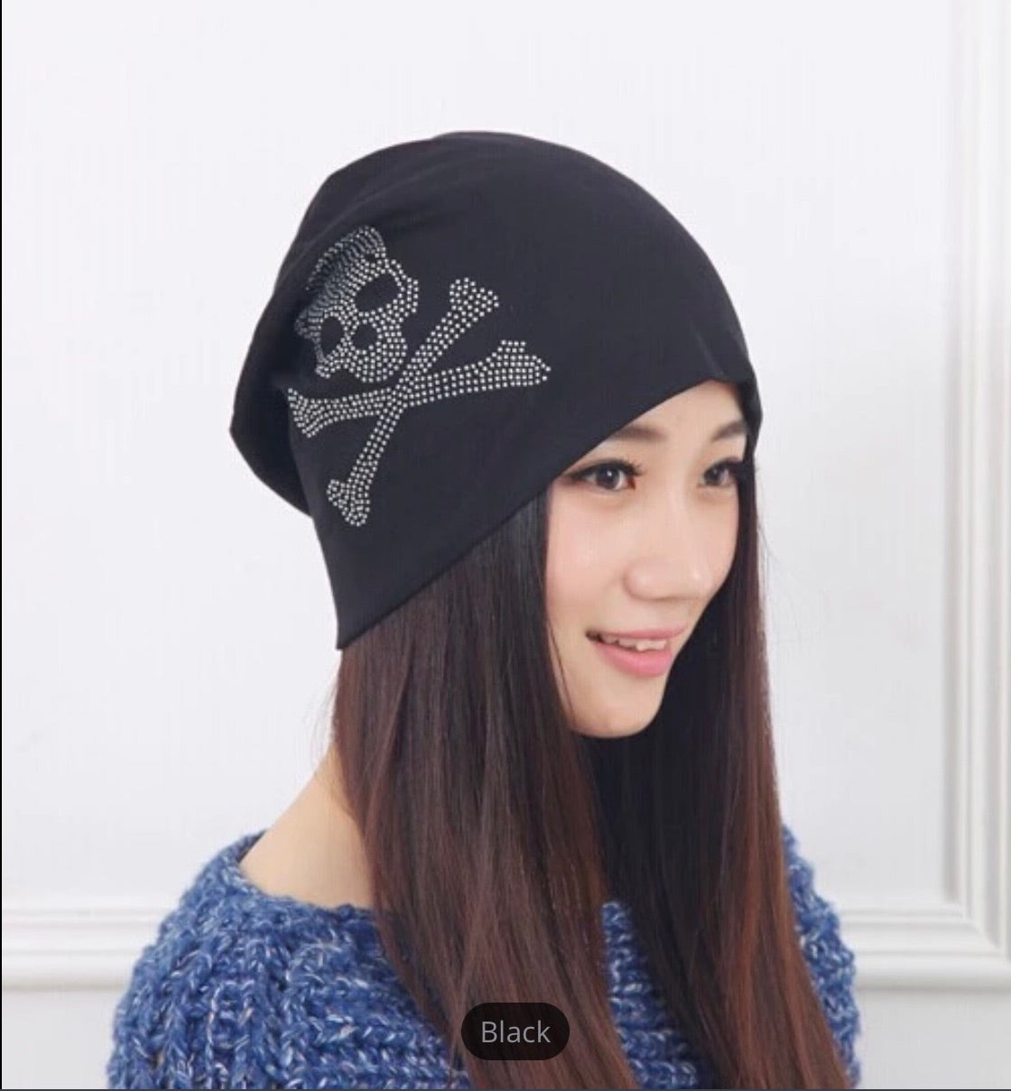 skull rhinestone beanie