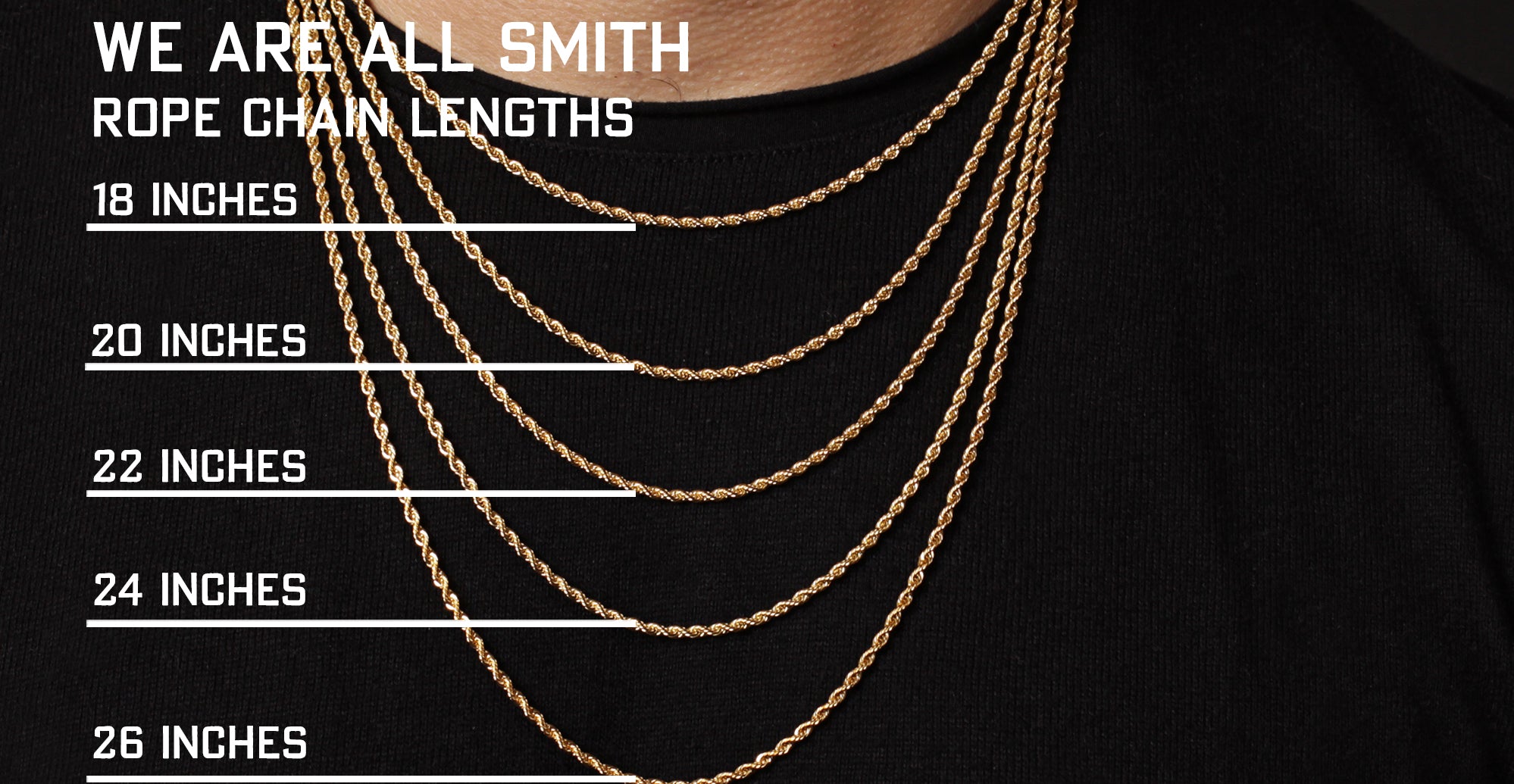 Rope Chain Necklaces Length Chart — WE ARE ALL SMITH: Men's Jewelry ...