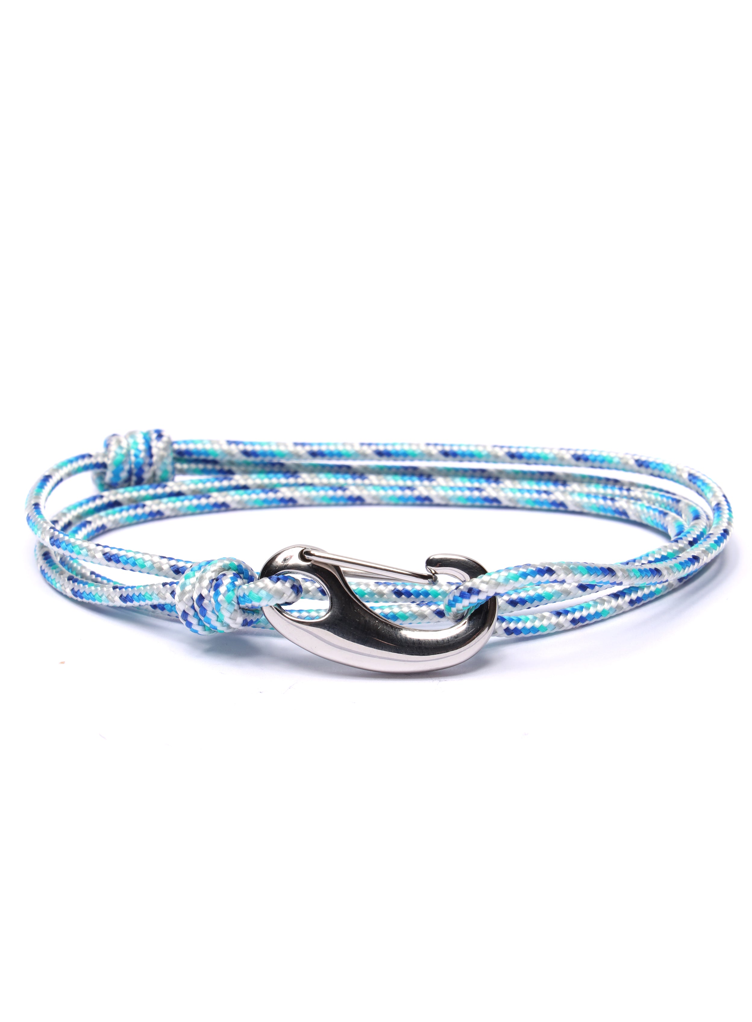 Blue + White Tactical Cord Bracelet for Men (Silver Clasp - 19S)