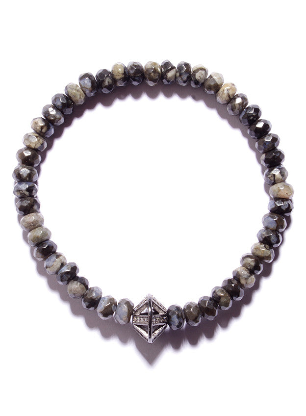 "Night Sky" Gray Opal and CZ Micro-Pave Bead Bracelet