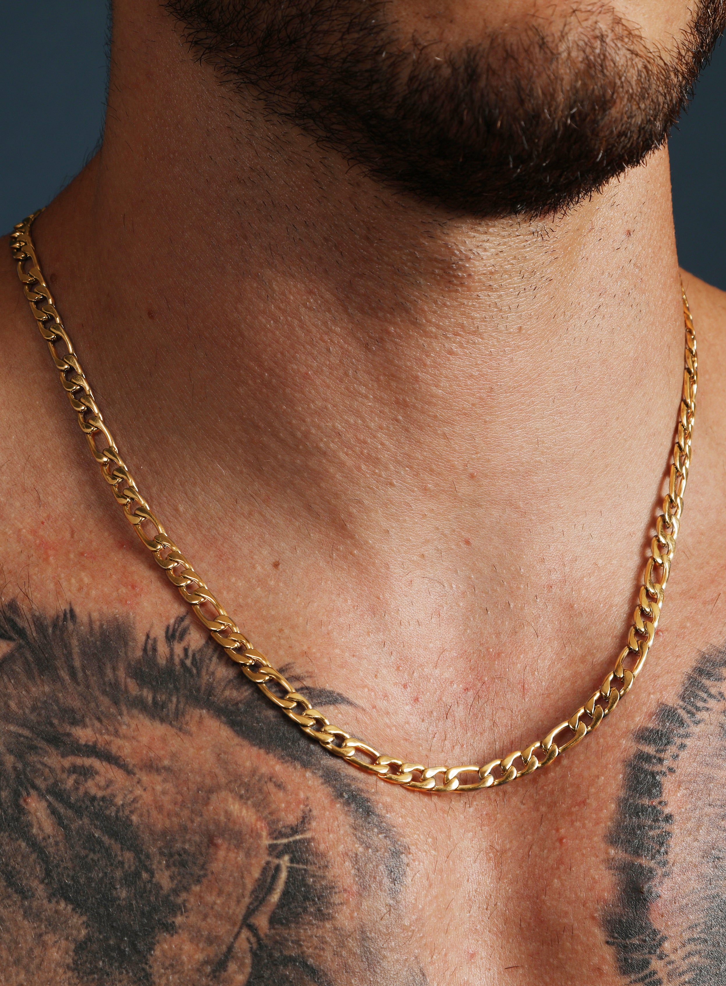 6mm Gold Figaro Chain Necklace for Men