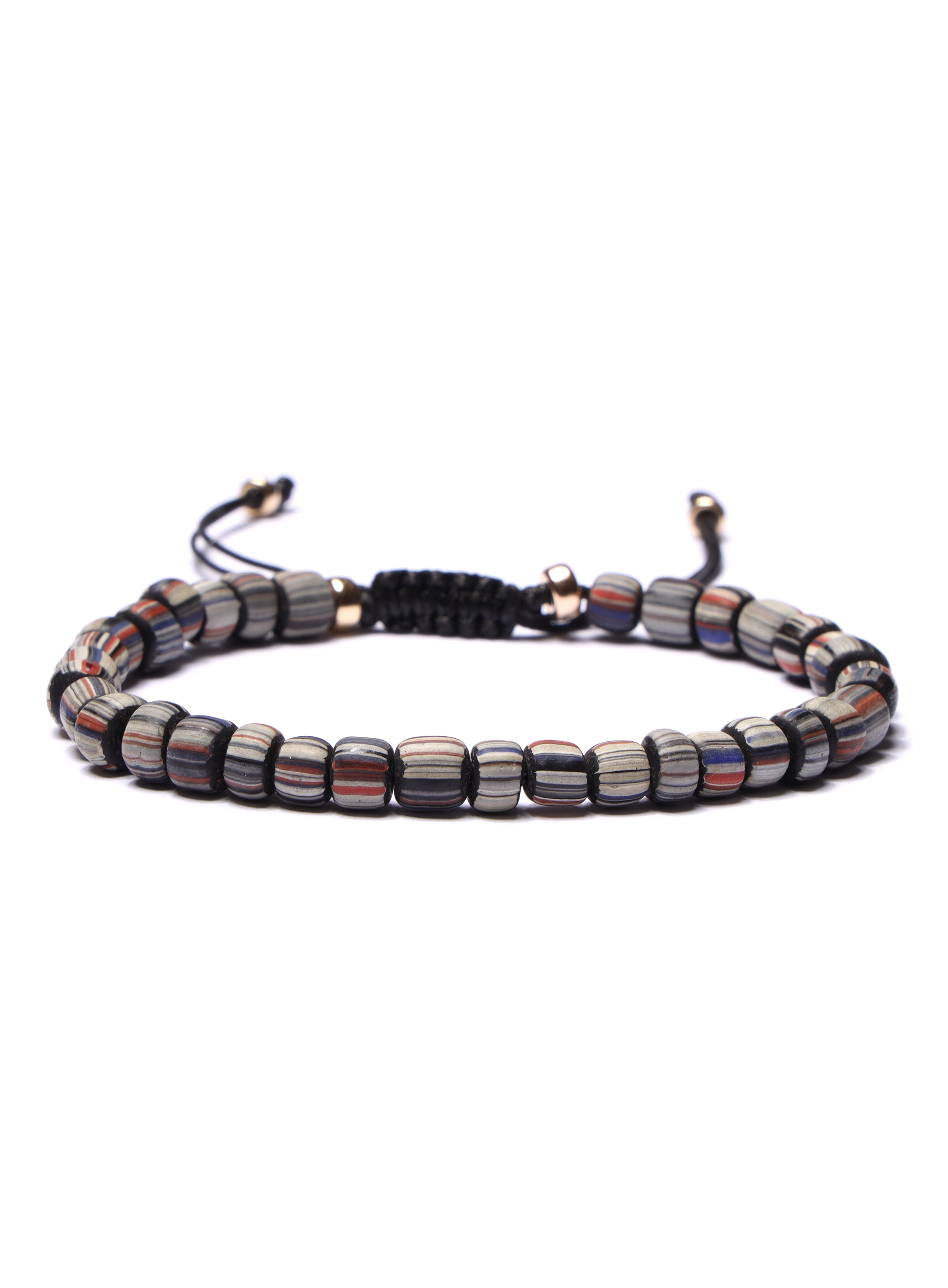 Multicolor Chevron Glass Bead Bracelet for Men