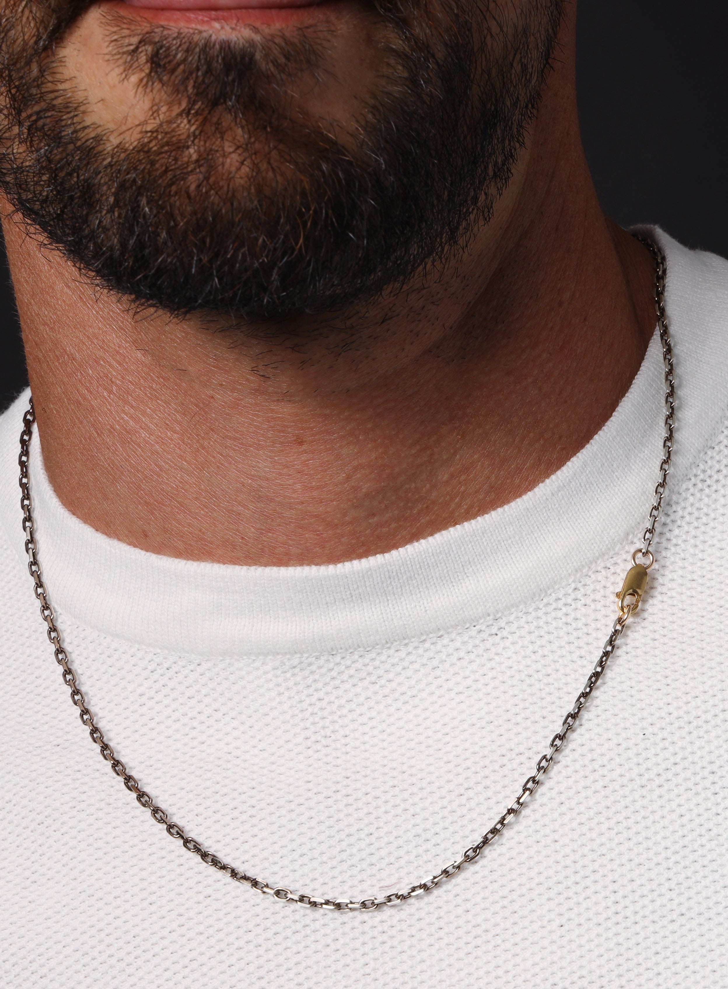 Oxidized Sterling + "Chocolate" Vermeil Gold Cable Chain Necklace