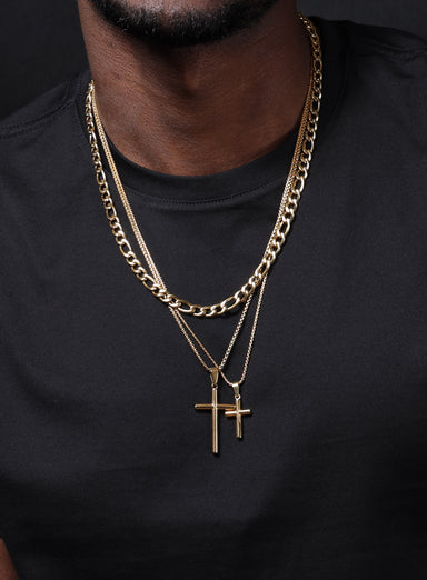 mens double cross necklace