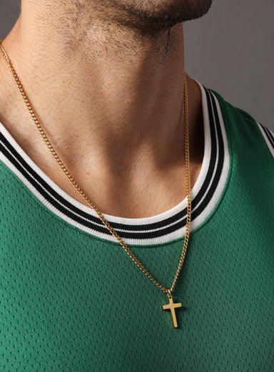 mens short cross necklace