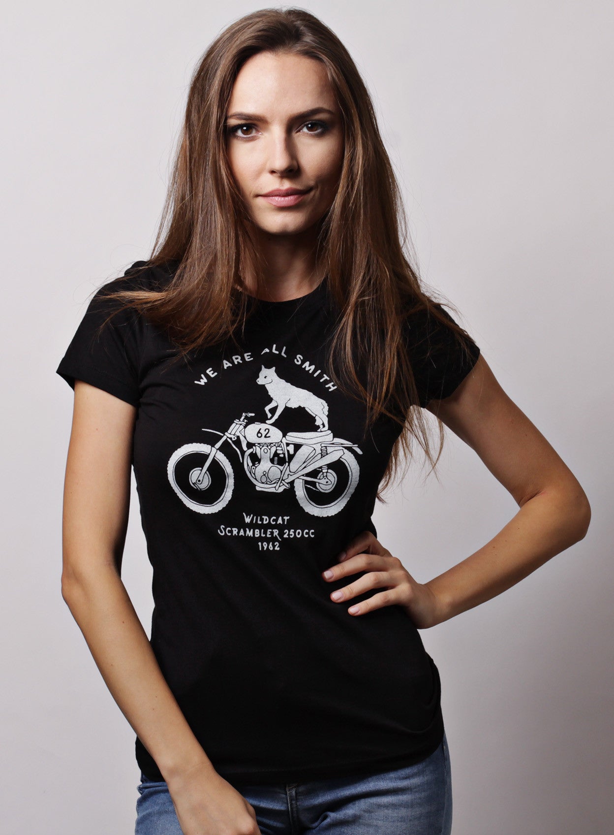 "Wildcat" black poly/cotton tee for women