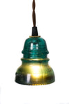 Vintage Repurposed Railroad Telegraph Insulator Pendant Light (Green or Clear) - Junkyard Lighting