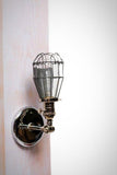 Caged Edison Adjustable Wall Sconce - Polished Nickel - Junkyard Lighting