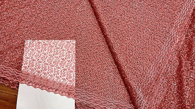 Imported Net Fabric With Water Zara Sequin & Premium Thread ( Onion Pink Color)