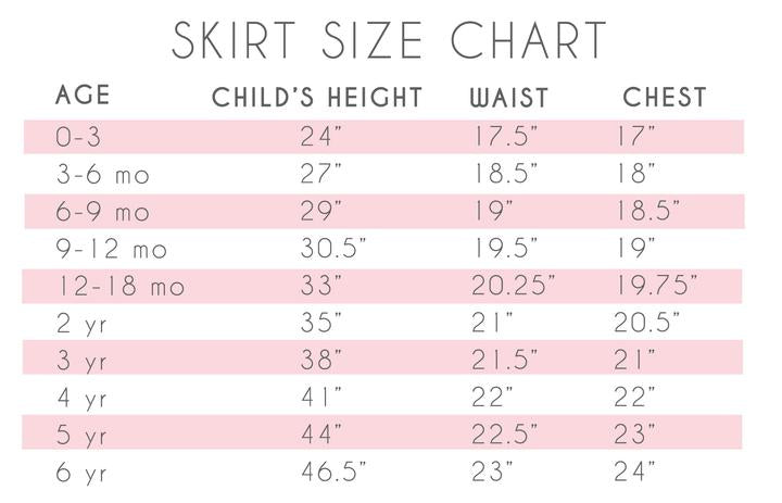 Skirt Size Chart For Toddlers