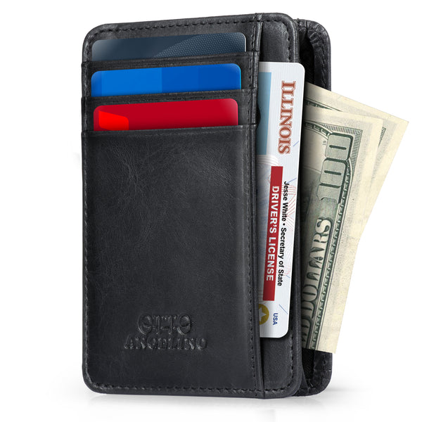 Men Wallet with Zipper | Zipper Leather Wallet For Men RFID Card Holder | RFID Genuine Leather Purse Pocket, Multifunctional Driver's License Card