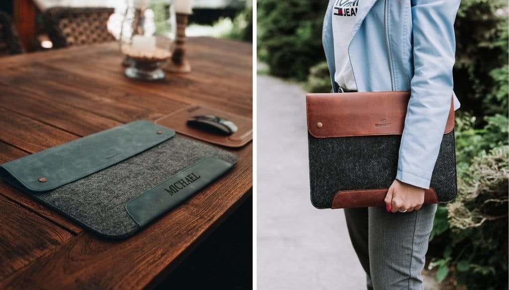 MegaGear Fine Leather and Fleece Sleeve Bag for MacBook Pro