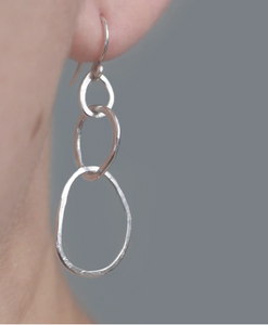 Large Organic Link Earrings in Sterling silver