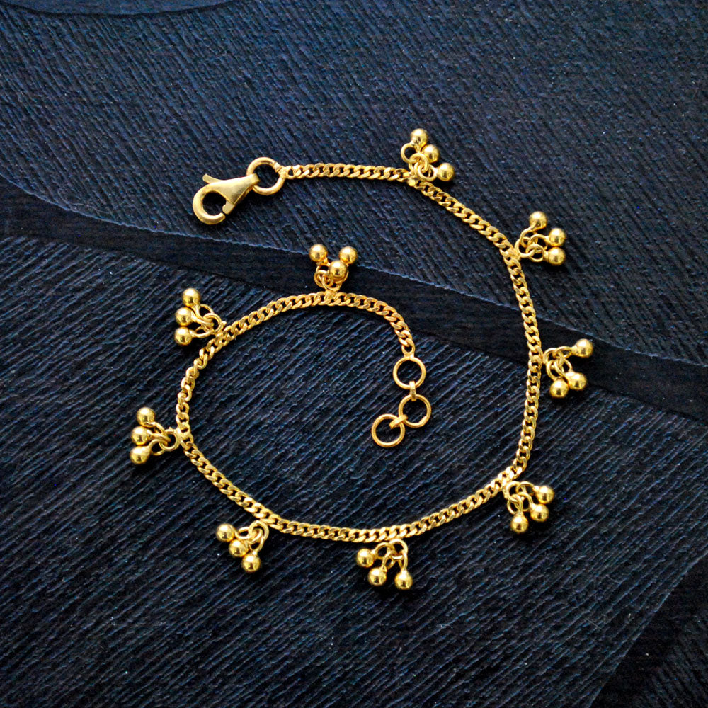 18K Gold Dianty Chain Anklet/Bracelet with Ghungroo Bells - Abhika ...
