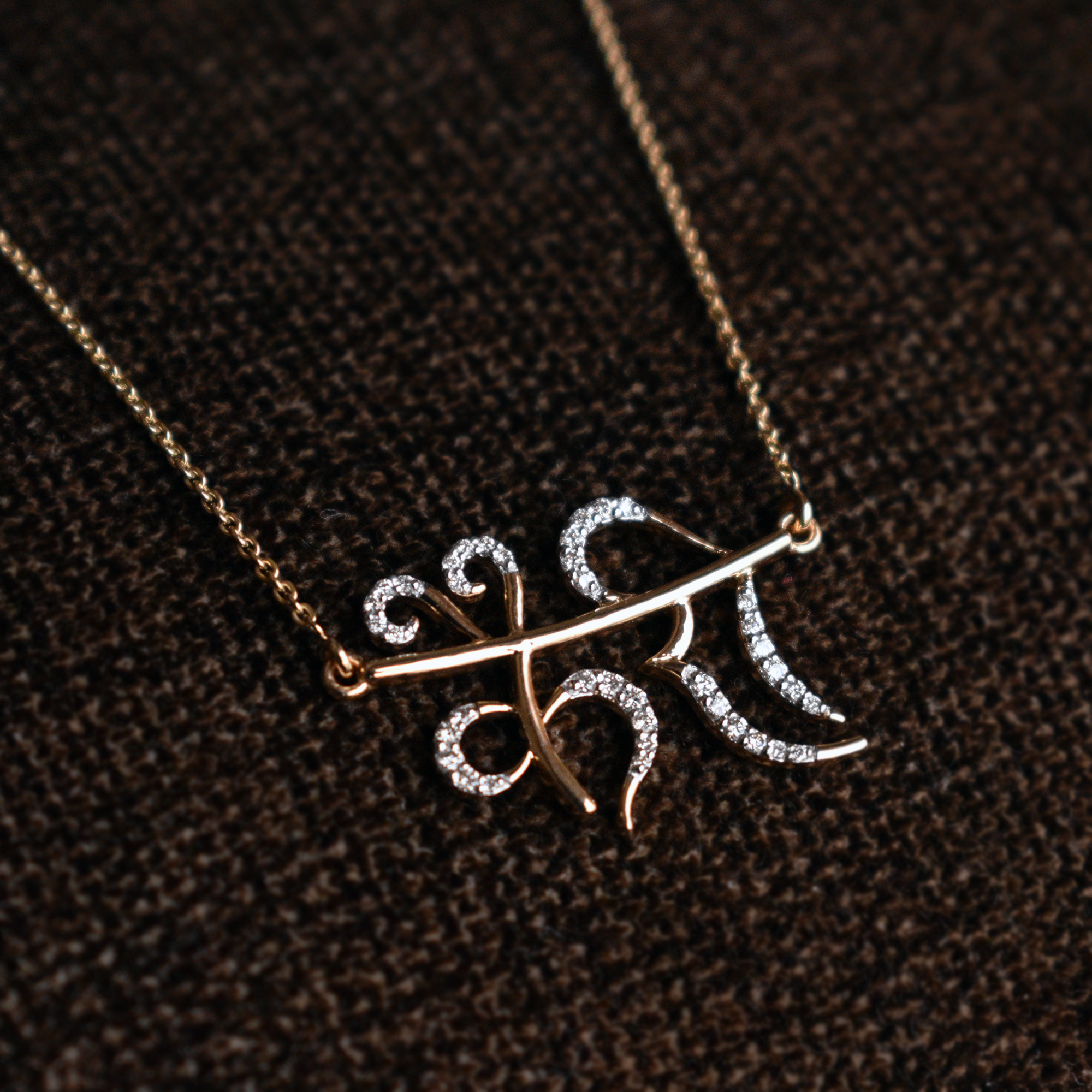 Customised Hindi Name Necklace In 14k Gold And Diamond Lp122 Abhika Jewels