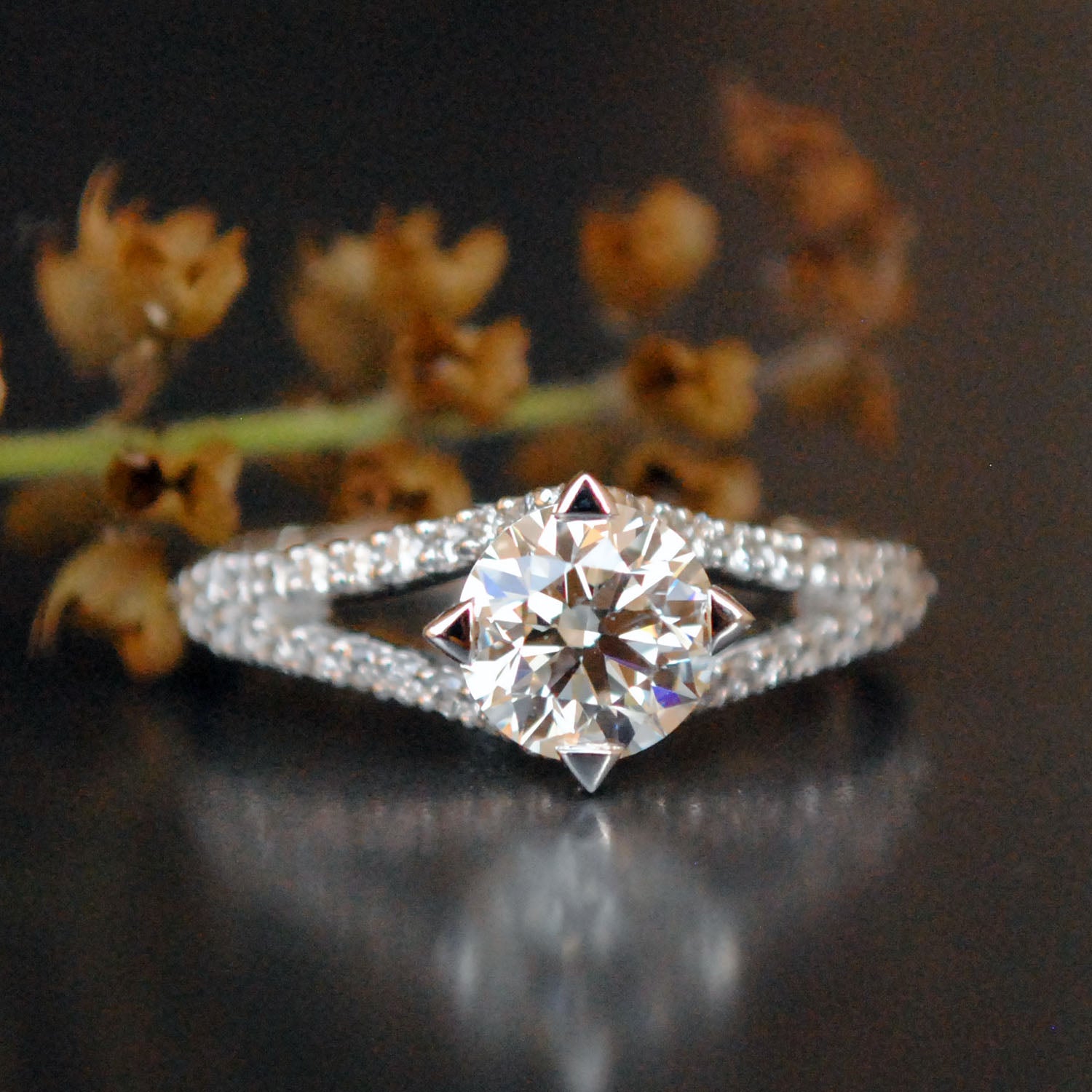 diamond studded engagement ring