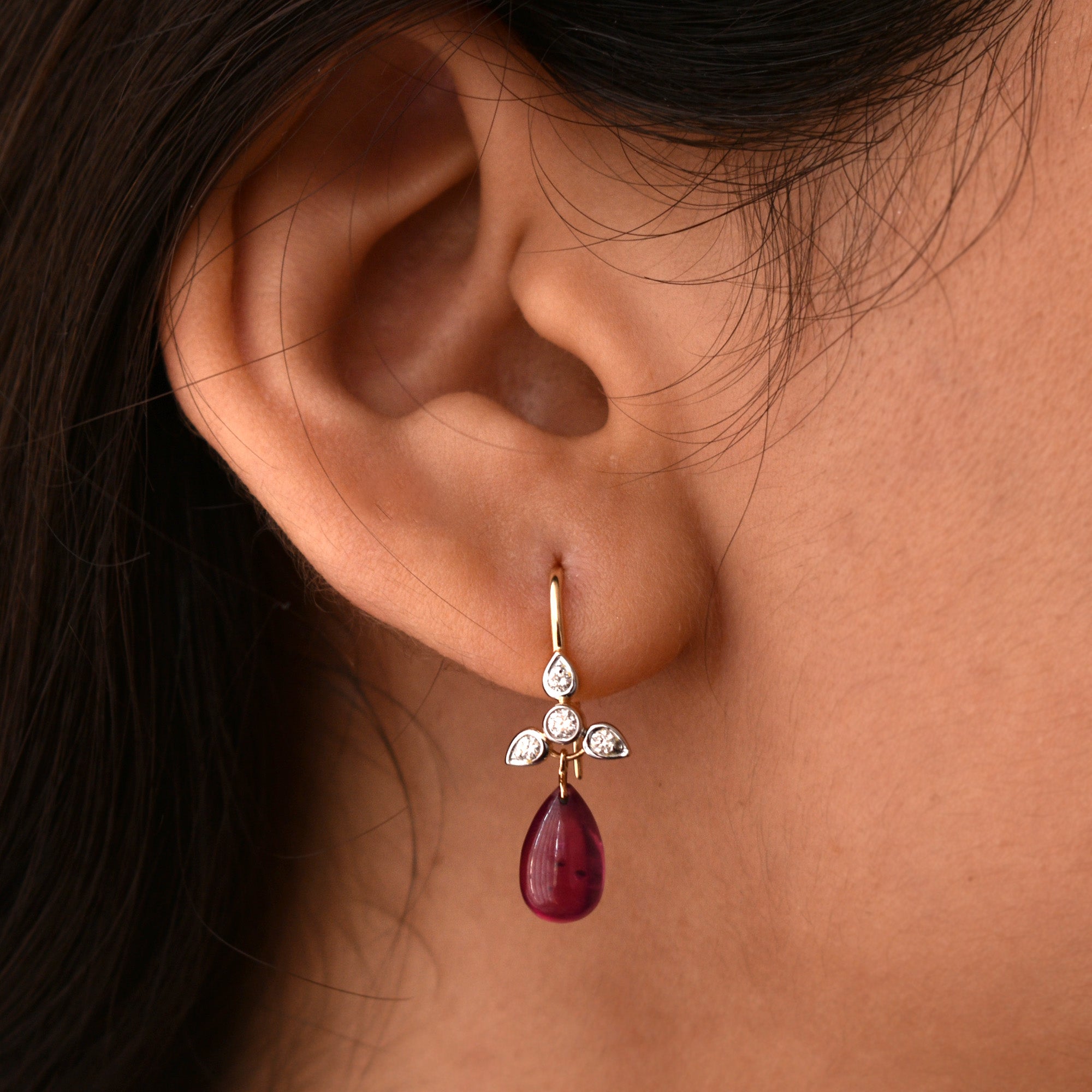 ruby and diamond dangle earrings