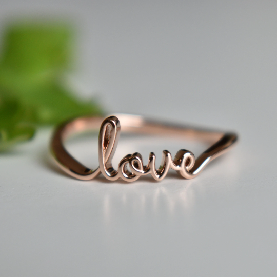 cursive love ring gold