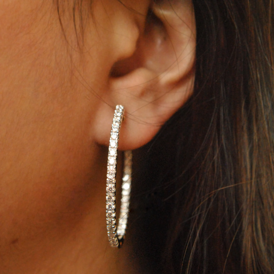 1 inch diamond hoop earrings