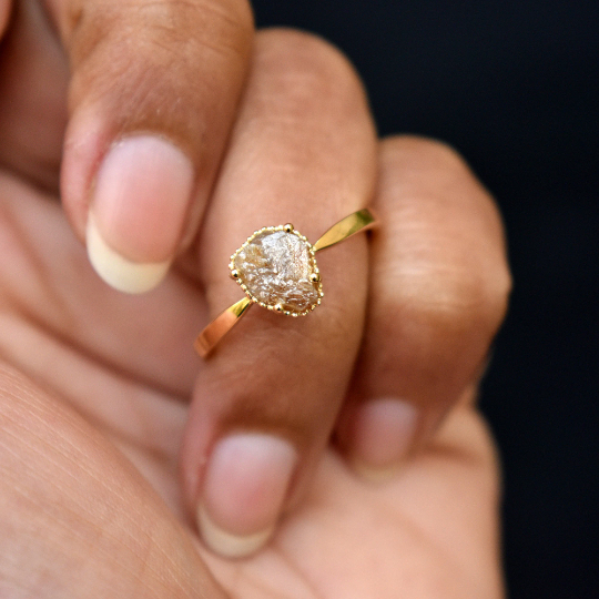 raw yellow diamond ring