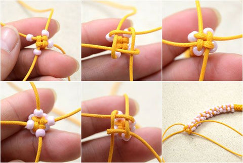 Braided Cord Bracelet with Plastic Colors 