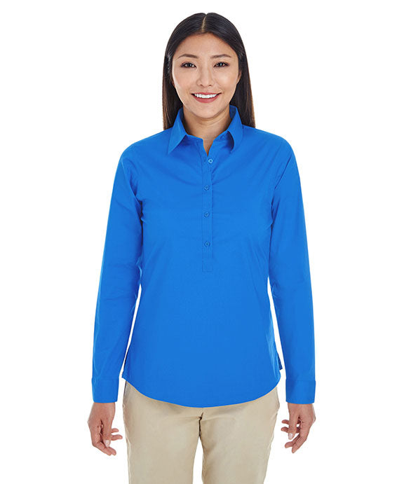 DP625W - Devon & Jones Ladies' Three-Quarter Sleeve Stretch Poplin Blo –