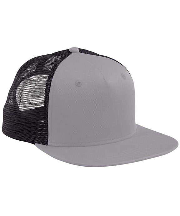 Big Accessories BA682 All-Mesh Patch Trucker Hat Black/ Black