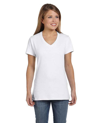 V-Neck Tagless Shirts | Hanes S04V Women's Short Sleeve | Bulk Pricing —  JonesTshirts