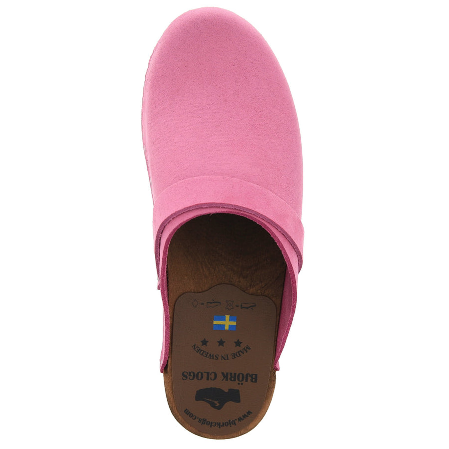 pink wooden clogs